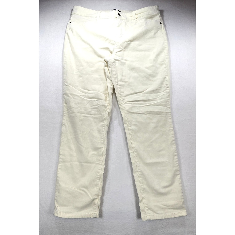 Talbots Simply Flattering Cream Corduroy Straight Leg Pants Womens 16P Petite
